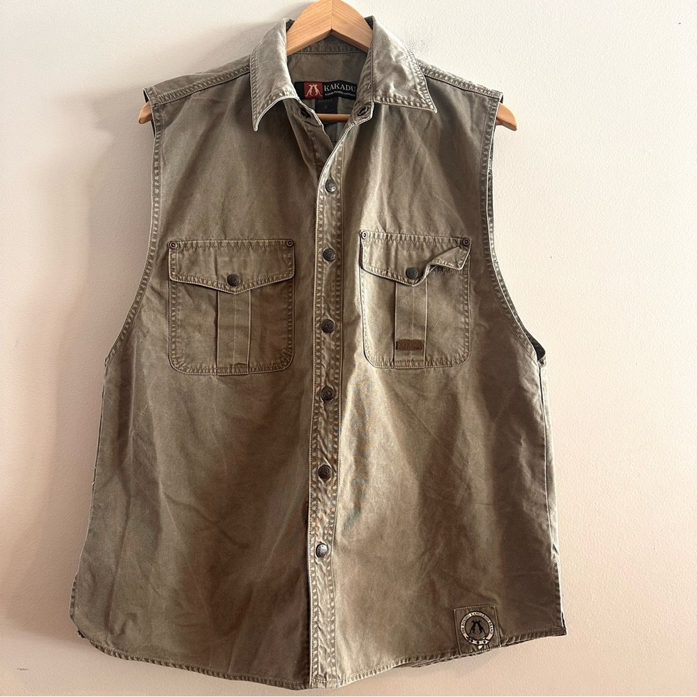 Kakadu Australia Boxing Kangaroo Men's Size Small Green Vest Pockets